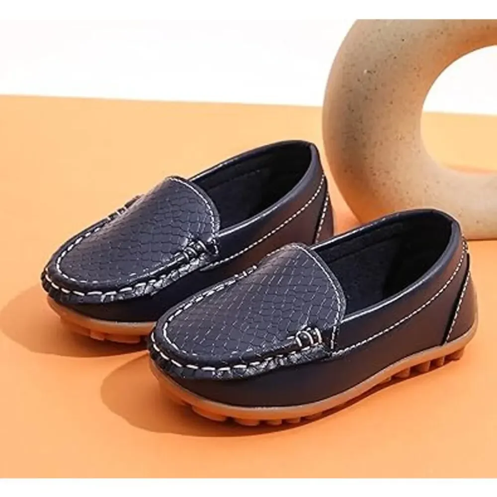 Lonsoen Toddler Boys Size 9.5 Navy Slip On Loafers Faux Leather Non Slip Shoes - Picture 4 of 7